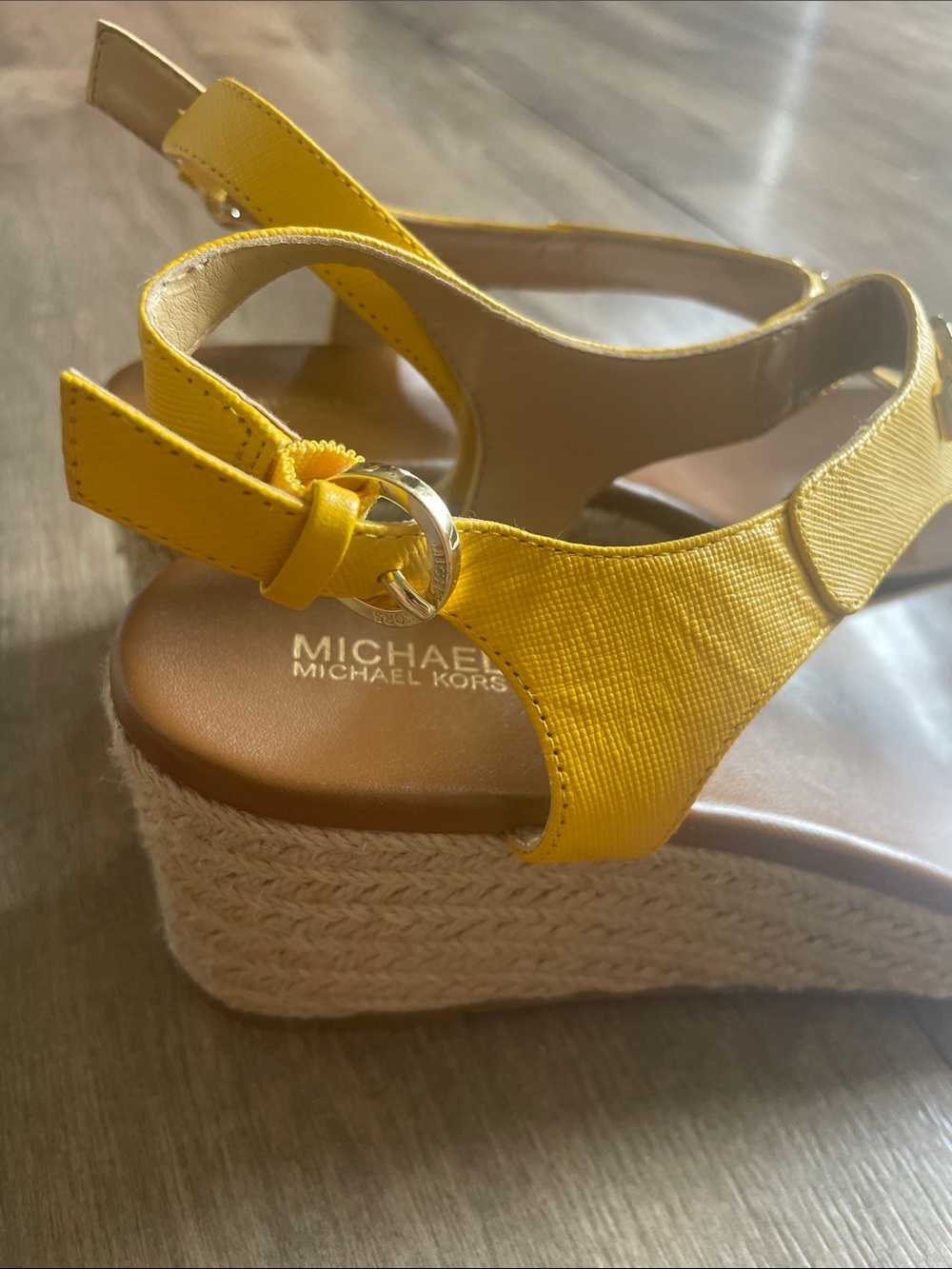 Michael Kors Yellow Leather Espadrille Wedge Sandals - Picture 7 of 9